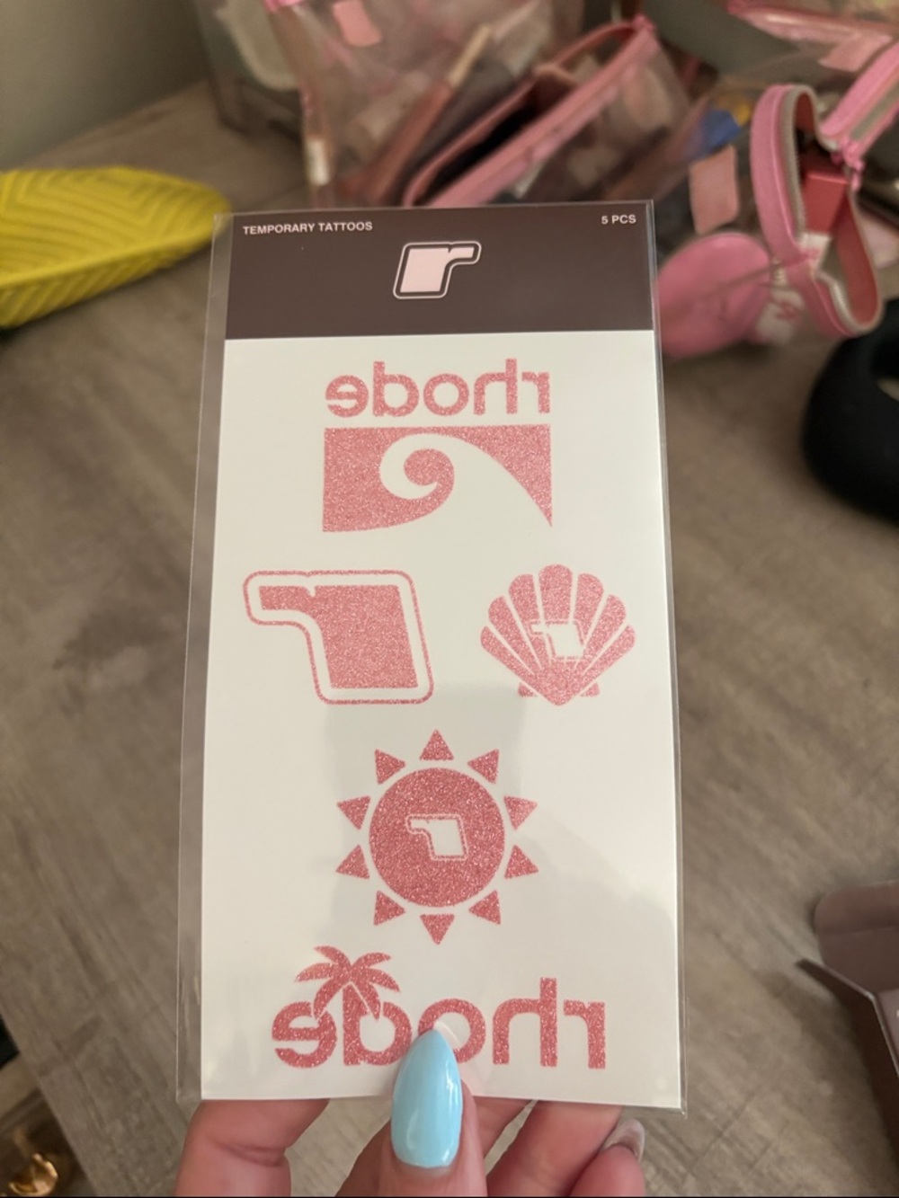 RHODE Pink Glitter Temporary Tattoo Sheet